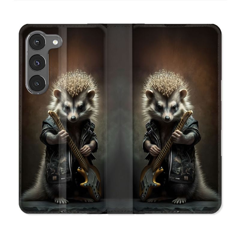 Housse Cuir Portefeuille Pour Samsung Galaxy A26 5G Musique Rock Herisson