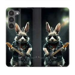 Housse Cuir Portefeuille Pour Samsung Galaxy A26 5G Musique Rock Lapin