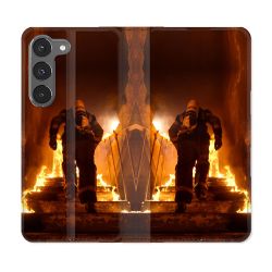 Housse Cuir Portefeuille Pour Samsung Galaxy A26 5G Pompier Escalier