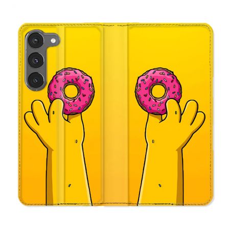 Housse Cuir Portefeuille Pour Samsung Galaxy A26 5G Simpson Donuts
