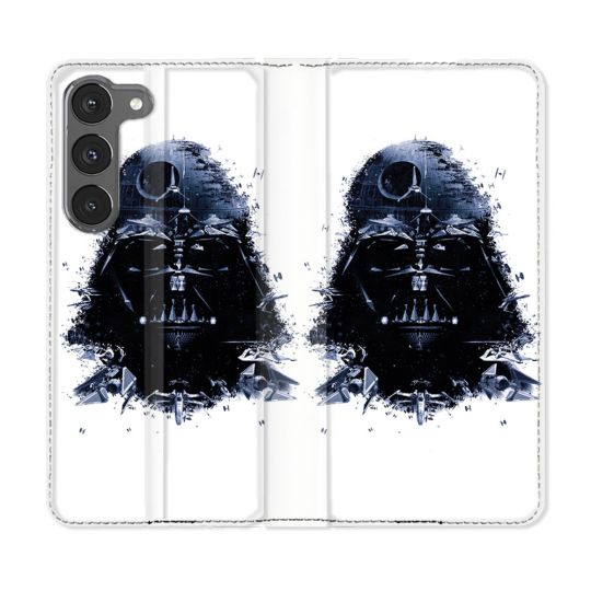 Housse Cuir Portefeuille Pour Samsung Galaxy A26 5G Star Wars - Dark Vador Blanc