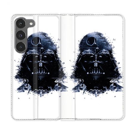 Housse Cuir Portefeuille Pour Samsung Galaxy A26 5G Star Wars - Dark Vador Blanc