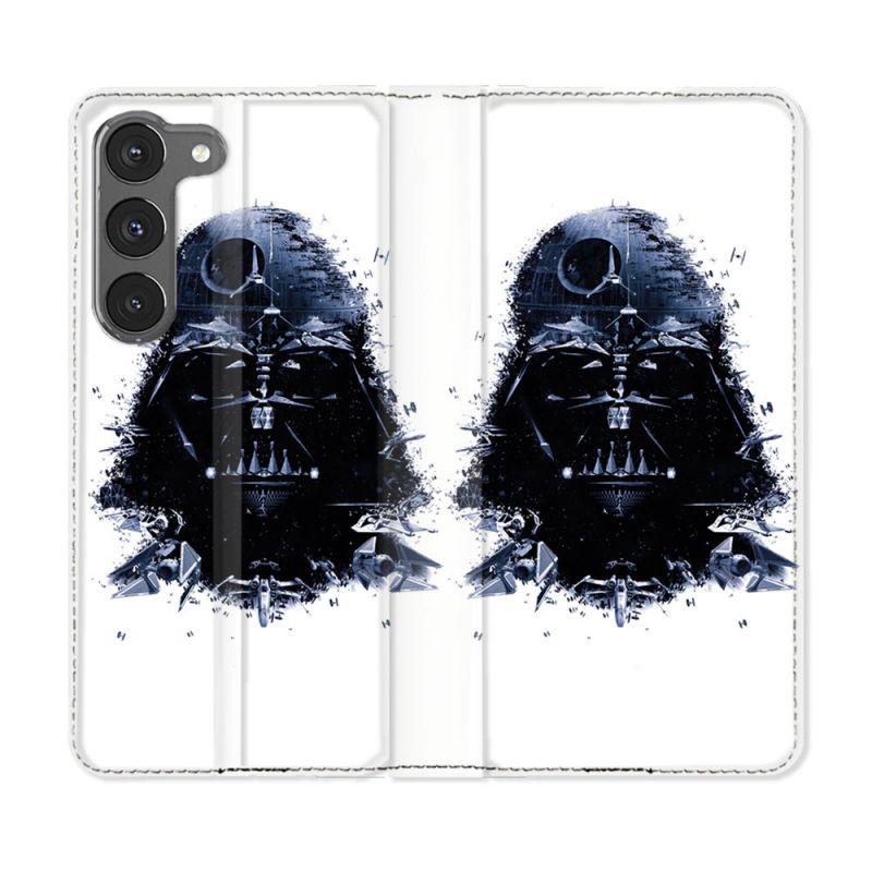 Housse Cuir Portefeuille Pour Samsung Galaxy A26 5G Star Wars - Dark Vador Blanc