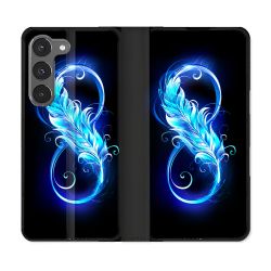 Housse Cuir Portefeuille Pour Samsung Galaxy A26 5G Texture Plume Infini Bleu