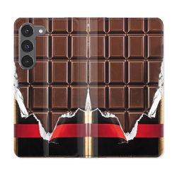 Housse Cuir Portefeuille Pour Samsung Galaxy A26 5G Texture Trompe Oeil Chocolat