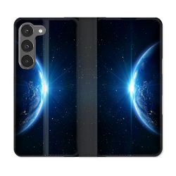 Housse Cuir Portefeuille Pour Samsung Galaxy A26 5G Univers Planete Terre