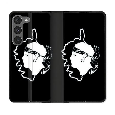 Housse Cuir Portefeuille Pour Samsung Galaxy A26 5G Voyage Corse Noir