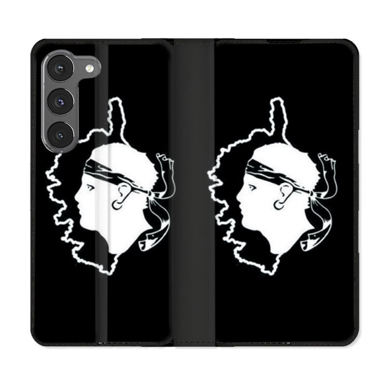 Housse Cuir Portefeuille Pour Samsung Galaxy A26 5G Voyage Corse Noir