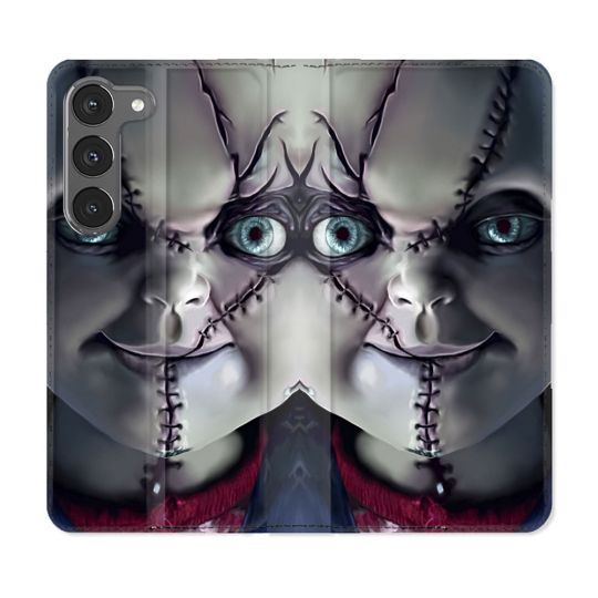 Housse Cuir Portefeuille Pour Samsung Galaxy A36 5G Horreur Chucky Cicatrice