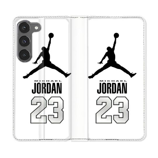 Housse Cuir Portefeuille Pour Samsung Galaxy A36 5G Jordan 23 Blanc