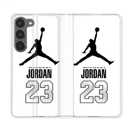 Housse Cuir Portefeuille Pour Samsung Galaxy A36 5G Jordan 23 Blanc