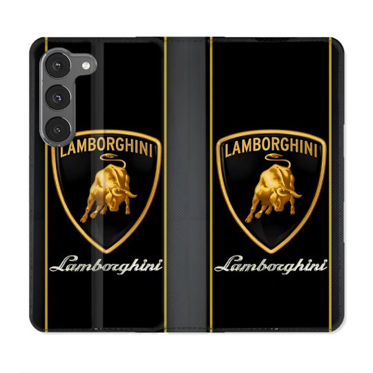 Housse Cuir Portefeuille Pour Samsung Galaxy A36 5G Lamborghini Carbone