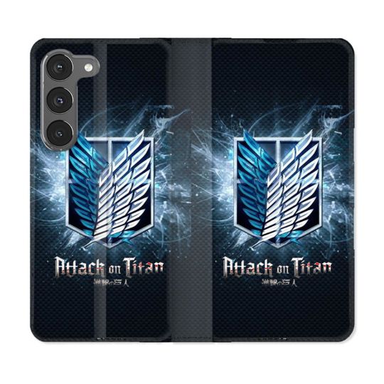 Housse Cuir Portefeuille Pour Samsung Galaxy A36 5G Manga Attaque Titans Noir