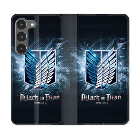 Housse Cuir Portefeuille Pour Samsung Galaxy A36 5G Manga Attaque Titans Noir