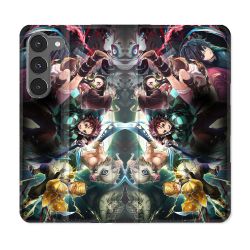 Housse Cuir Portefeuille Pour Samsung Galaxy A36 5G Manga Demon Slayer Groupe