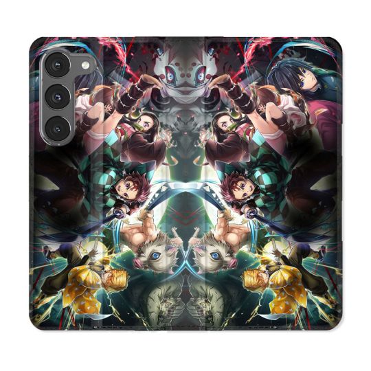 Housse Cuir Portefeuille Pour Samsung Galaxy A36 5G Manga Demon Slayer Groupe