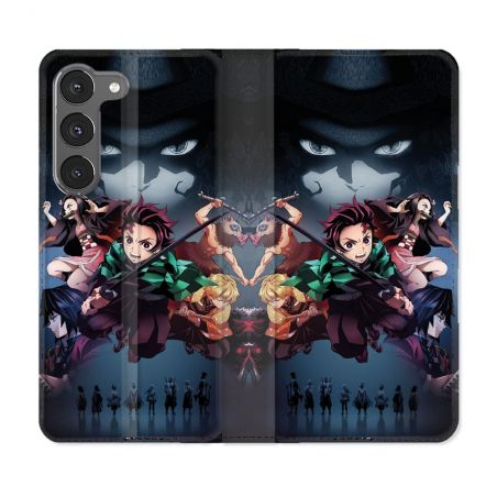 Housse Cuir Portefeuille Pour Samsung Galaxy A36 5G Manga Demon Slayer Noir