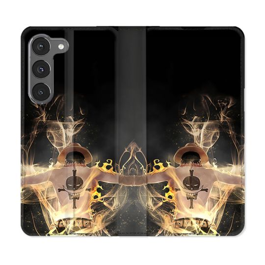 Housse Cuir Portefeuille Pour Samsung Galaxy A36 5G Manga One Piece Ace Noir