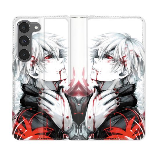Housse Cuir Portefeuille Pour Samsung Galaxy A36 5G Manga Tokyo Ghoul Kaneki Blanc