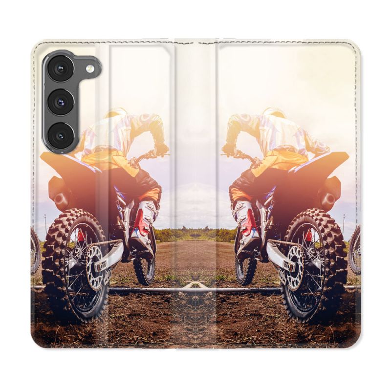 Housse Cuir Portefeuille Pour Samsung Galaxy A36 5G Moto Cross Soleil