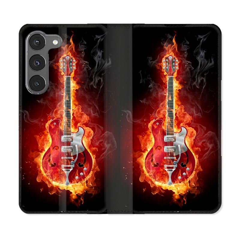 Housse Cuir Portefeuille Pour Samsung Galaxy A36 5G Musique Guitare Electrique