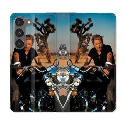Housse Cuir Portefeuille Pour Samsung Galaxy A36 5G Musique Johnny Hallyday Moto