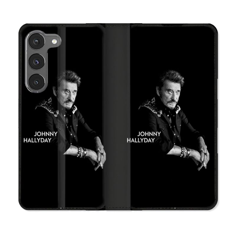 Housse Cuir Portefeuille Pour Samsung Galaxy A36 5G Musique Johnny Hallyday Noir