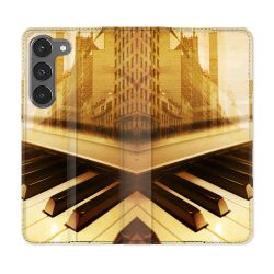 Housse Cuir Portefeuille Pour Samsung Galaxy A36 5G Musique Piano Retro