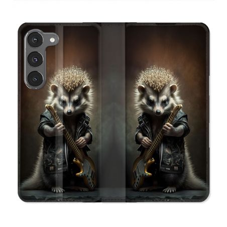 Housse Cuir Portefeuille Pour Samsung Galaxy A36 5G Musique Rock Herisson
