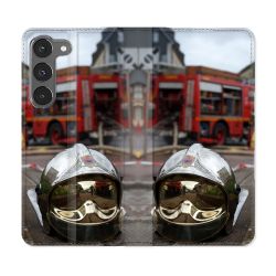 Housse Cuir Portefeuille Pour Samsung Galaxy A36 5G Pompier Casque Camion