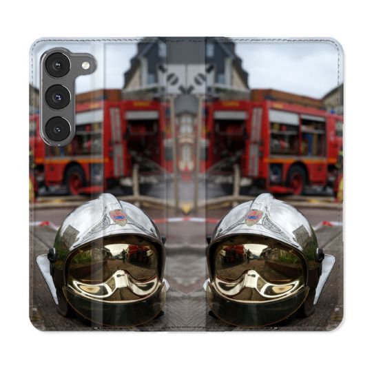 Housse Cuir Portefeuille Pour Samsung Galaxy A36 5G Pompier Casque Camion