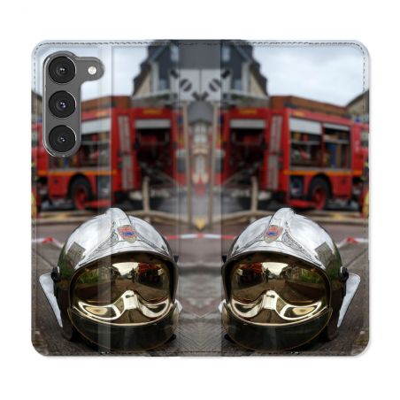 Housse Cuir Portefeuille Pour Samsung Galaxy A36 5G Pompier Casque Camion