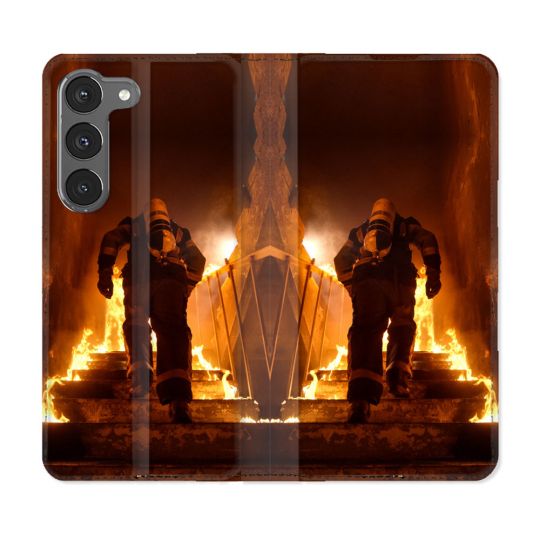 Housse Cuir Portefeuille Pour Samsung Galaxy A36 5G Pompier Escalier