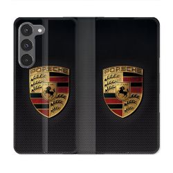Housse Cuir Portefeuille Pour Samsung Galaxy A36 5G Porsche Carbone