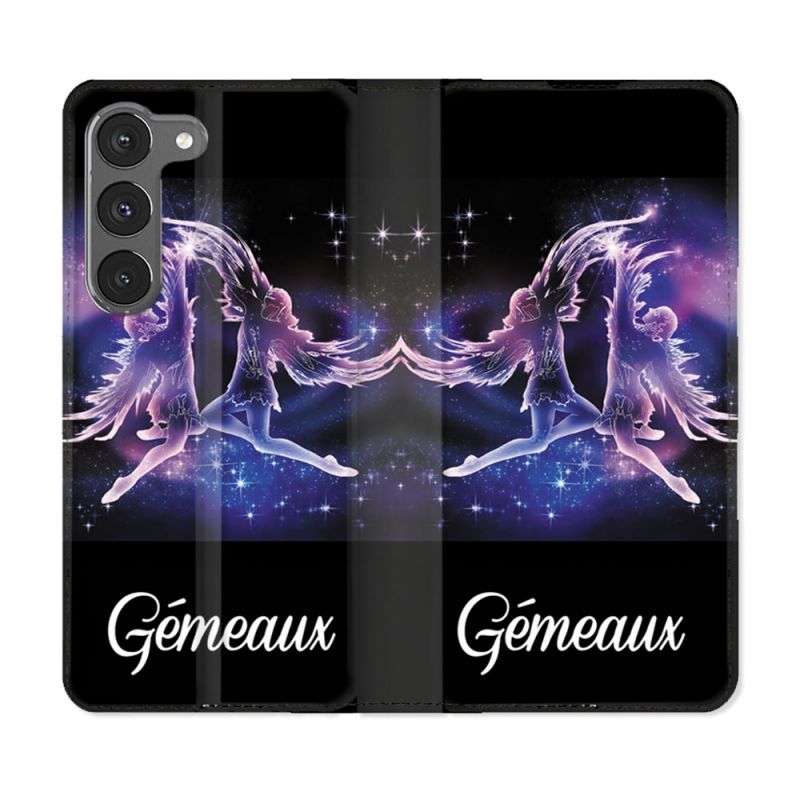 Housse Cuir Portefeuille Pour Samsung Galaxy A36 5G Signe Zodiaque 2 Gémeaux