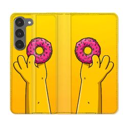 Housse Cuir Portefeuille Pour Samsung Galaxy A36 5G Simpson Donuts