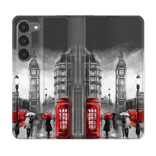 Housse Cuir Portefeuille Pour Samsung Galaxy A36 5G Voyage Angleterre Londres Vintage