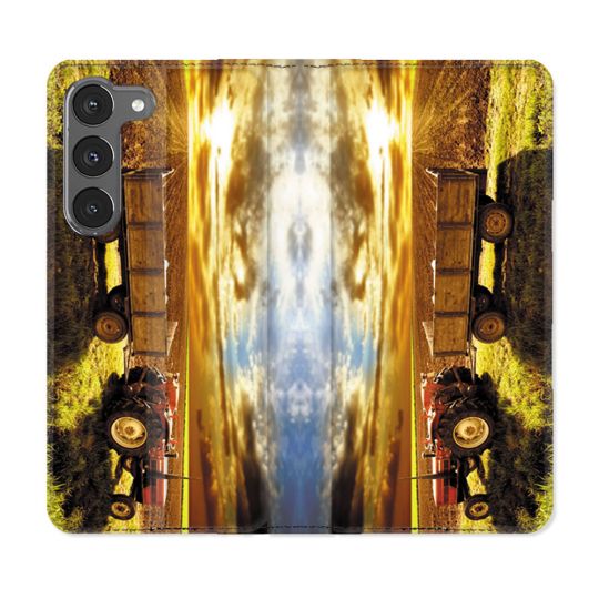 Housse Cuir Portefeuille Pour Samsung Galaxy A56 5G Agriculture Tracteur Color