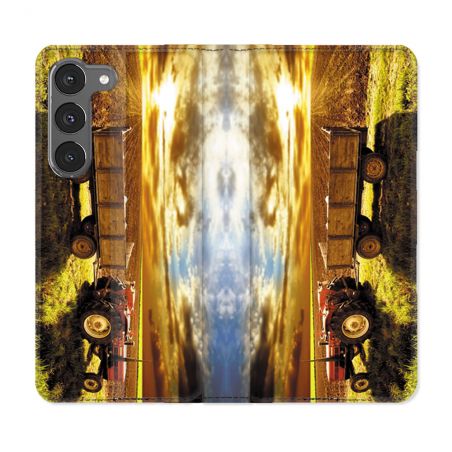 Housse Cuir Portefeuille Pour Samsung Galaxy A56 5G Agriculture Tracteur Color