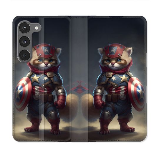 Housse Cuir Portefeuille Pour Samsung Galaxy A56 5G Animal Chat America