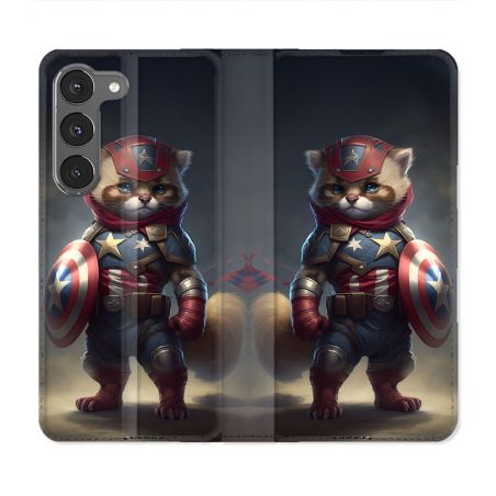 Housse Cuir Portefeuille Pour Samsung Galaxy A56 5G Animal Chat America