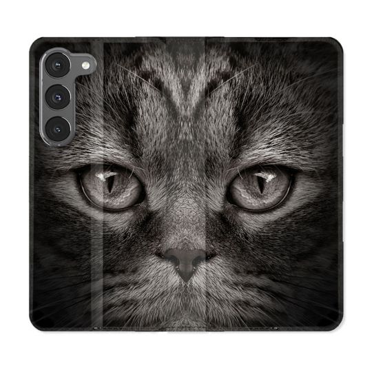 Housse Cuir Portefeuille Pour Samsung Galaxy A56 5G Animal Chat Gris