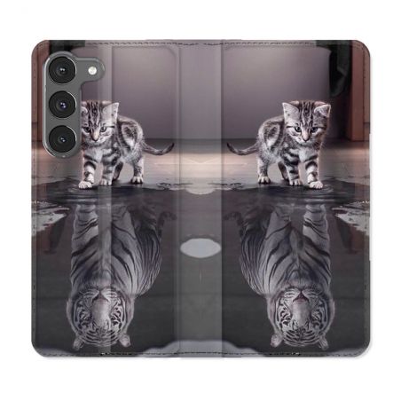 Housse Cuir Portefeuille Pour Samsung Galaxy A56 5G Animal Chat Reflet