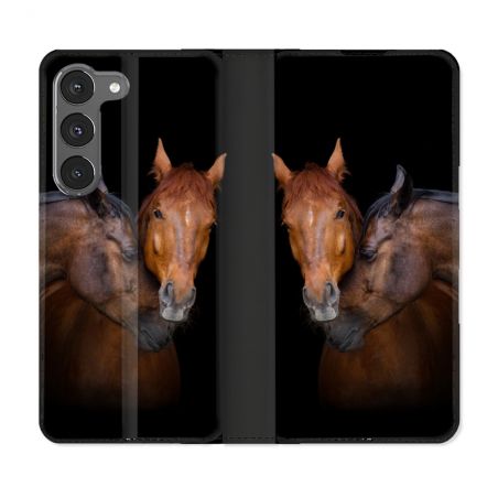 Housse Cuir Portefeuille Pour Samsung Galaxy A56 5G Animal Cheval Marron