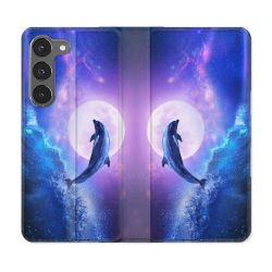 Housse Cuir Portefeuille Pour Samsung Galaxy A56 5G Animal Dauphin Vague
