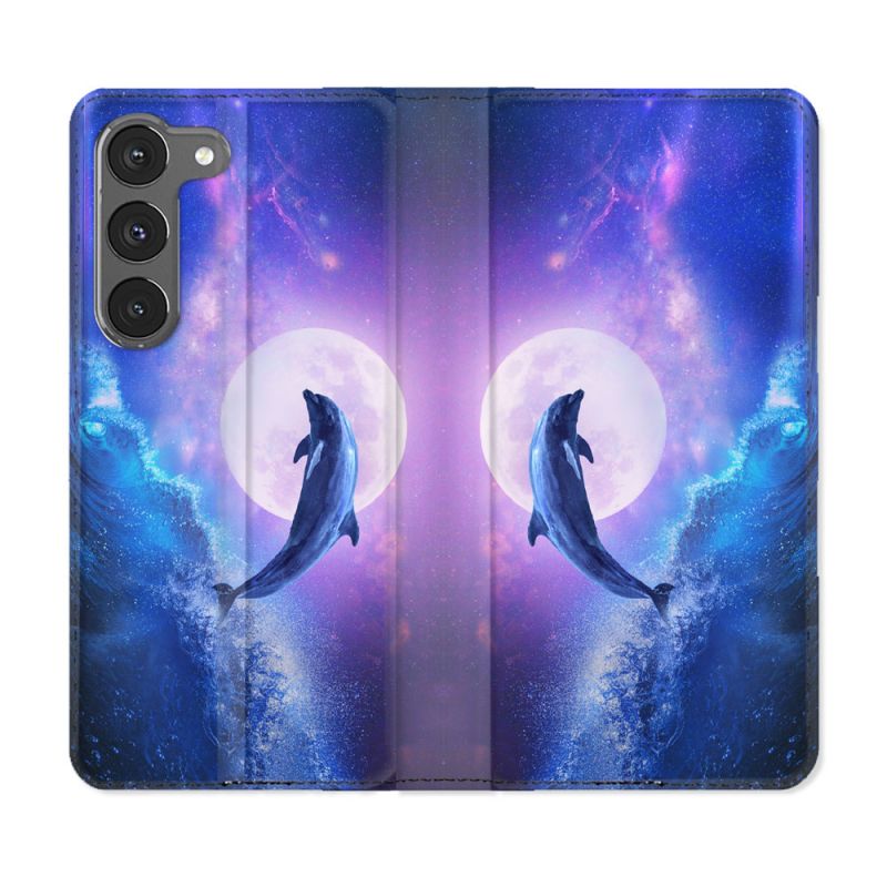 Housse Cuir Portefeuille Pour Samsung Galaxy A56 5G Animal Dauphin Vague