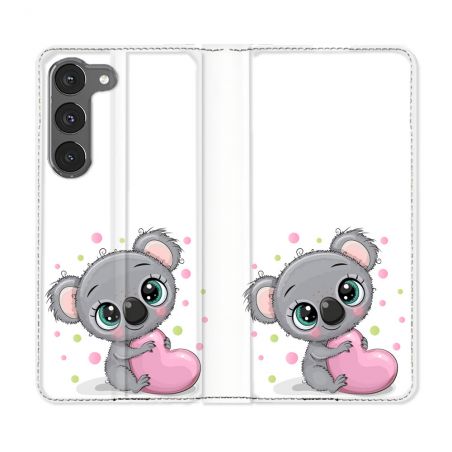 Housse Cuir Portefeuille Pour Samsung Galaxy A56 5G Animal Koala Cœur