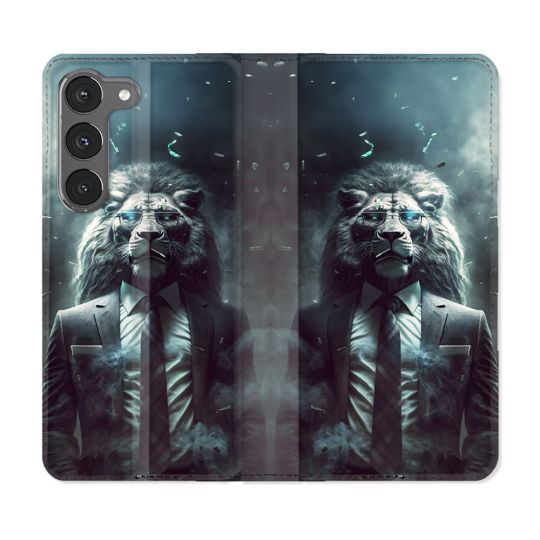 Housse Cuir Portefeuille Pour Samsung Galaxy A56 5G Animal Lion Business