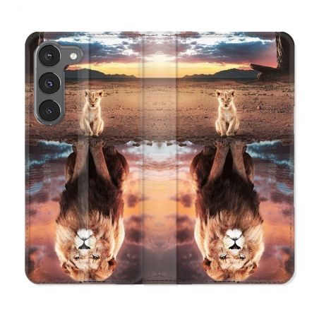 Housse Cuir Portefeuille Pour Samsung Galaxy A56 5G Animal Lion Reflet