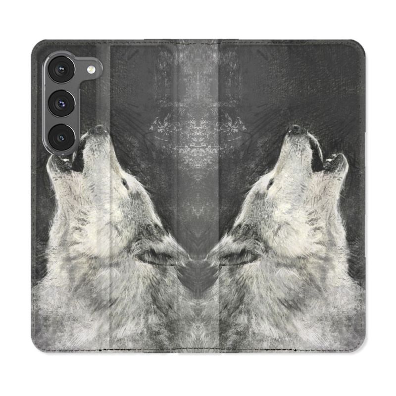 Housse Cuir Portefeuille Pour Samsung Galaxy A56 5G Animal Loup Hurlement